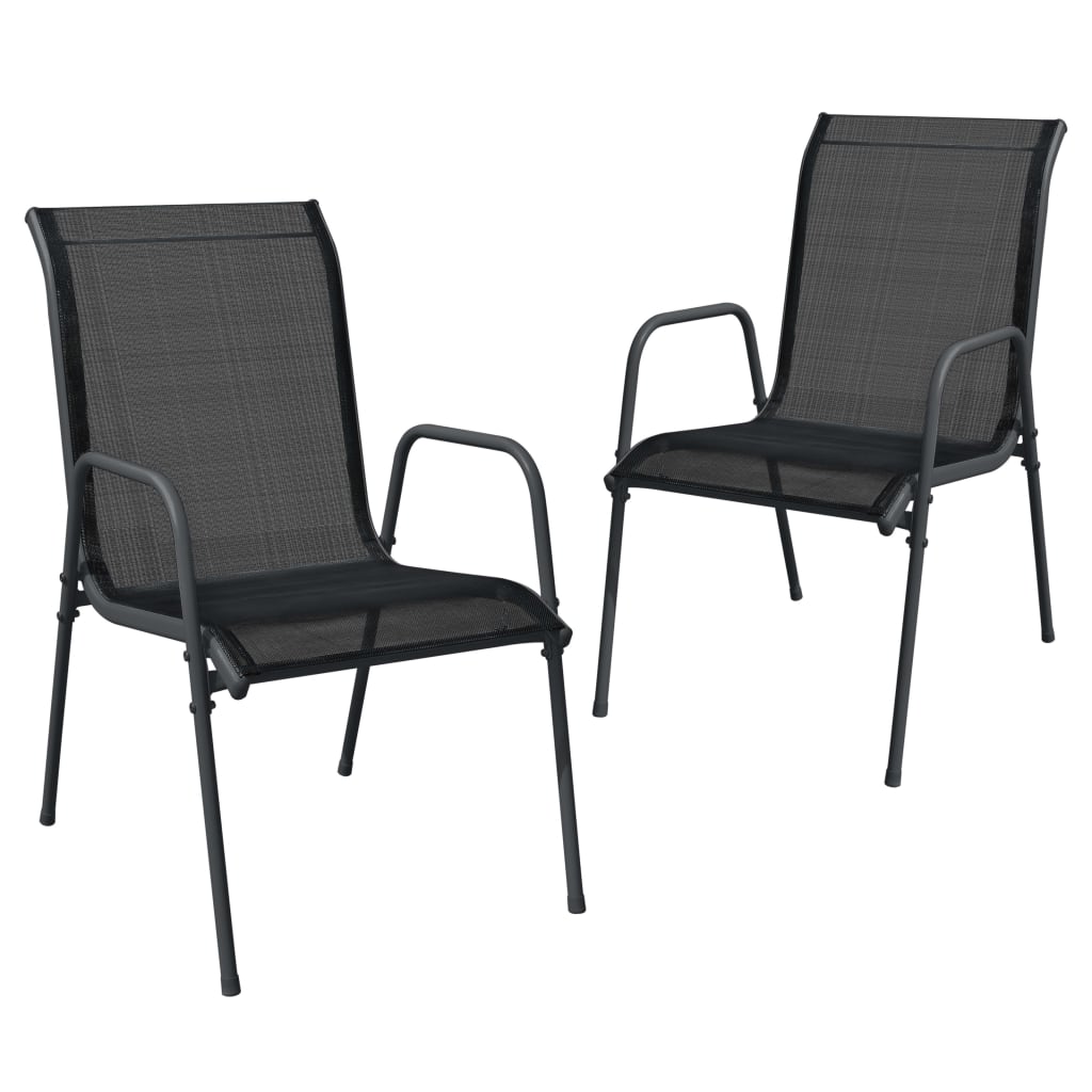 vidaXL 3 Piece Patio Dining Set Black Steel-1