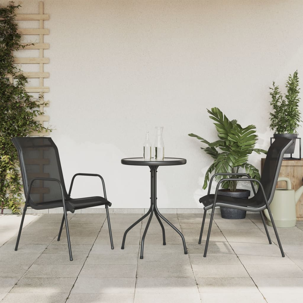 vidaXL 3 Piece Patio Dining Set Black Steel-0