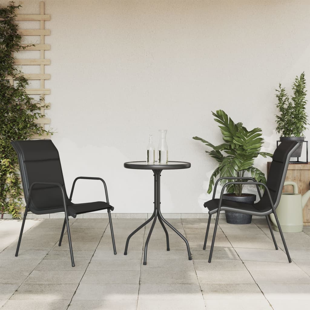 vidaXL 3 Piece Patio Dining Set Black Steel-0