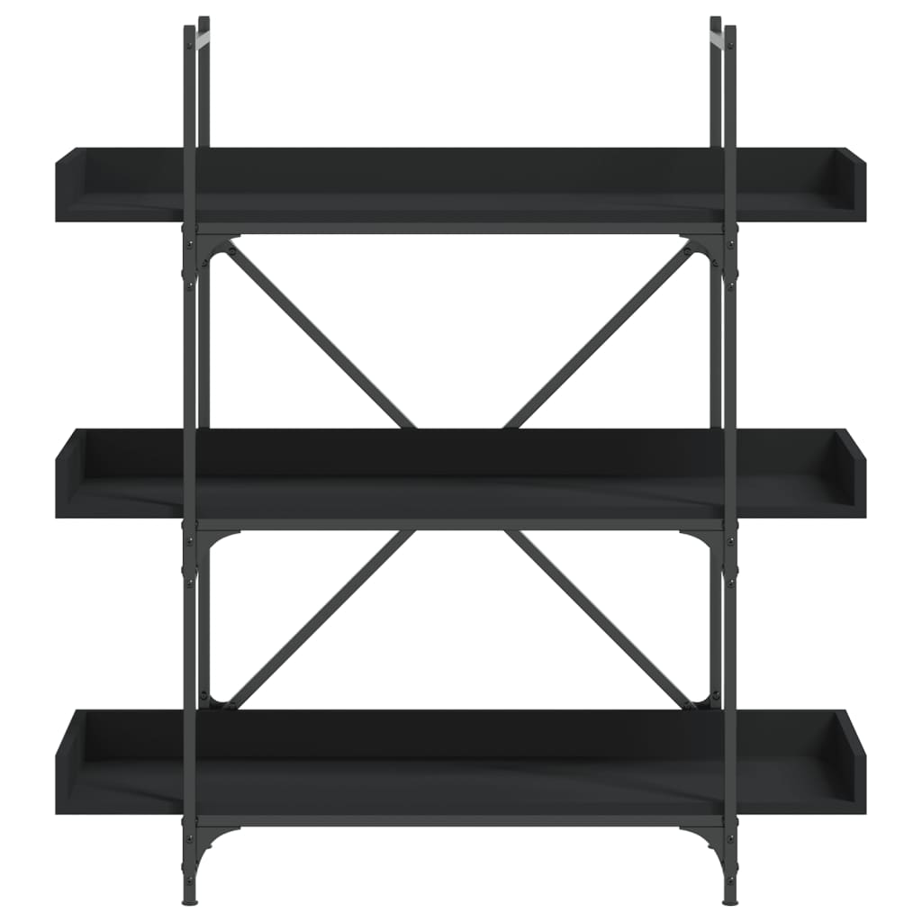 vidaXL Bookcase 3-Tier Black 39.4"x13"x42.7" Engineered Wood-3