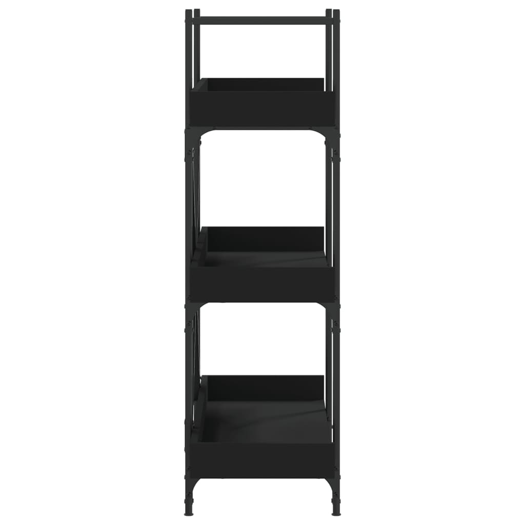 vidaXL Bookcase 3-Tier Black 39.4"x13"x42.7" Engineered Wood-4