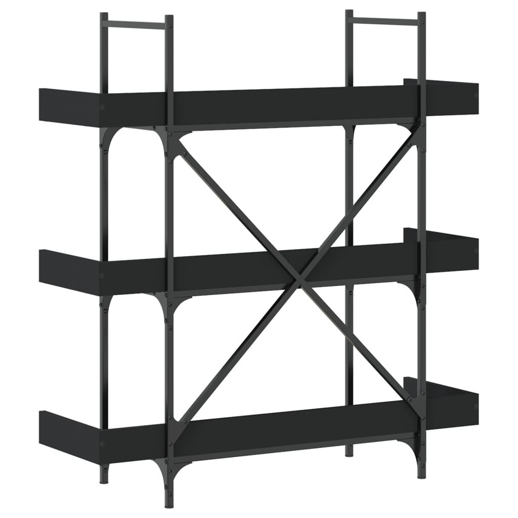 vidaXL Bookcase 3-Tier Black 39.4"x13"x42.7" Engineered Wood-5