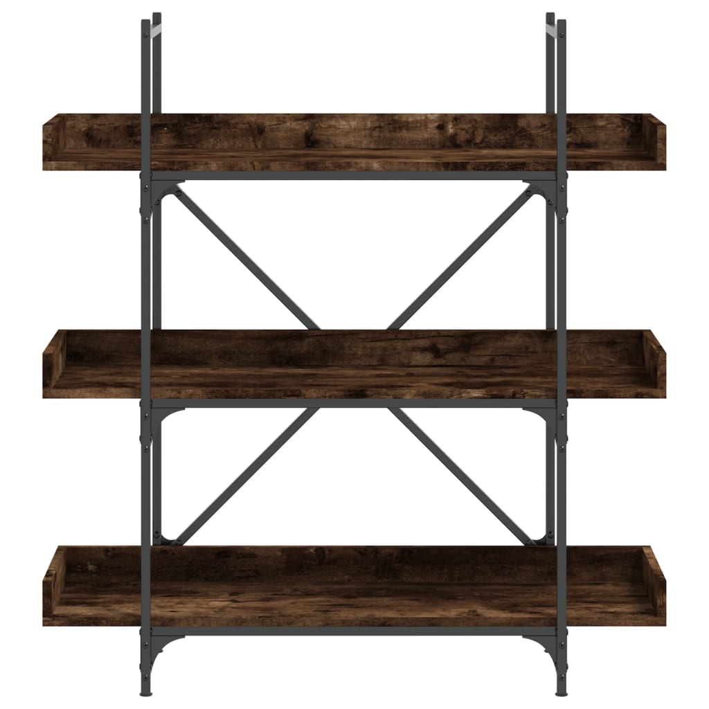 vidaXL Bookcase 3-Tier Smoked Oak 39.4"x13"x42.7" Engineered Wood-3