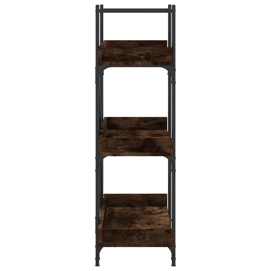 vidaXL Bookcase 3-Tier Smoked Oak 39.4"x13"x42.7" Engineered Wood-4