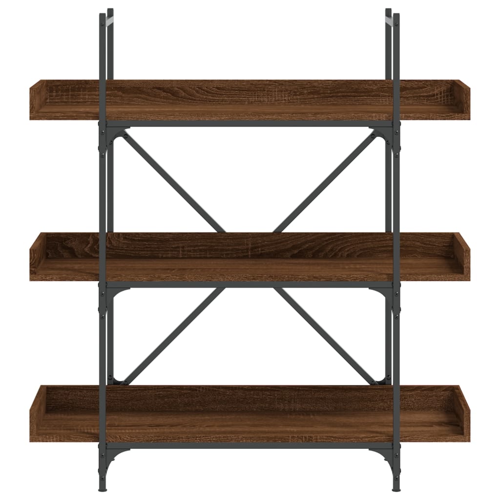 vidaXL Bookcase 3-Tier Brown Oak 39.4"x13"x42.7" Engineered Wood-3