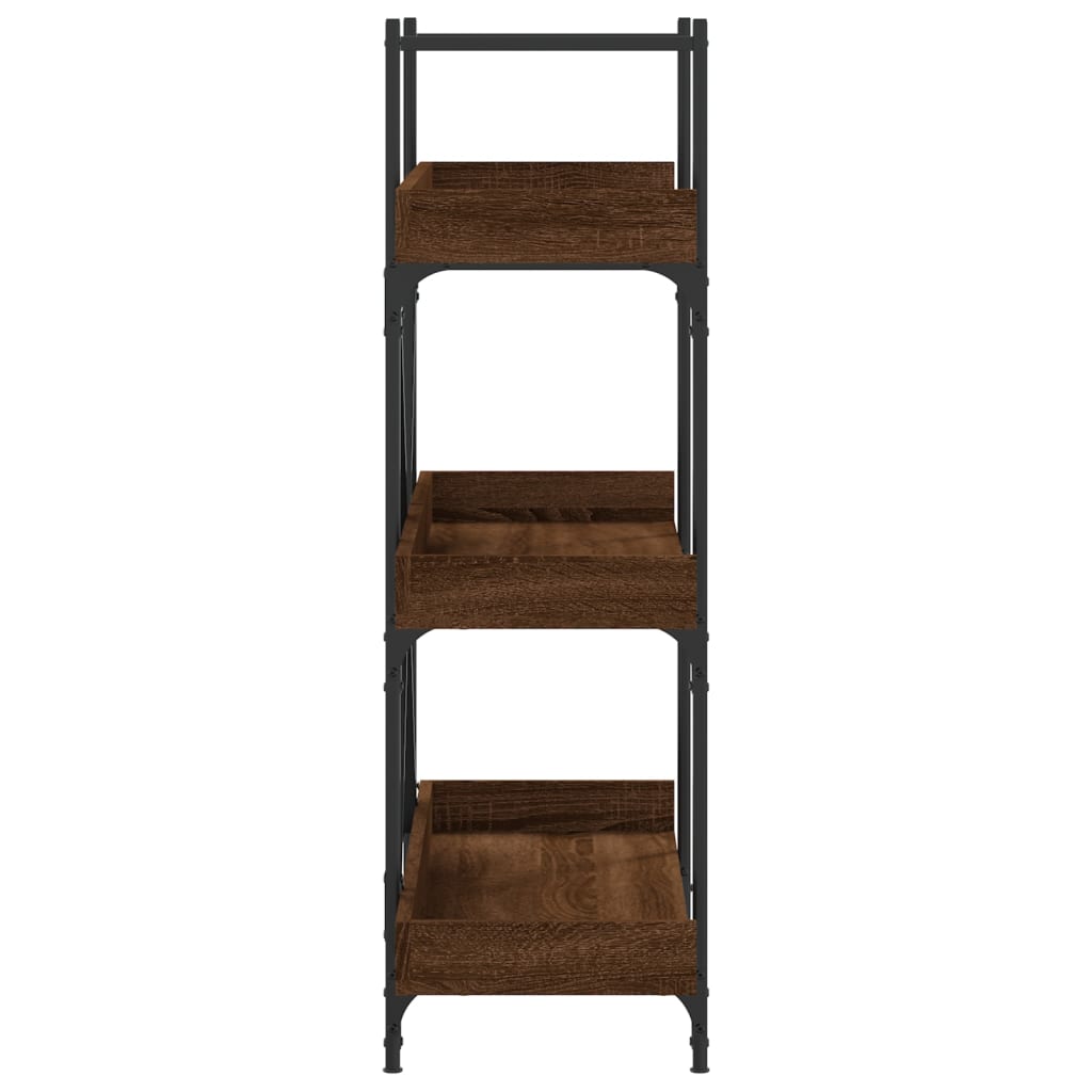 vidaXL Bookcase 3-Tier Brown Oak 39.4"x13"x42.7" Engineered Wood-4