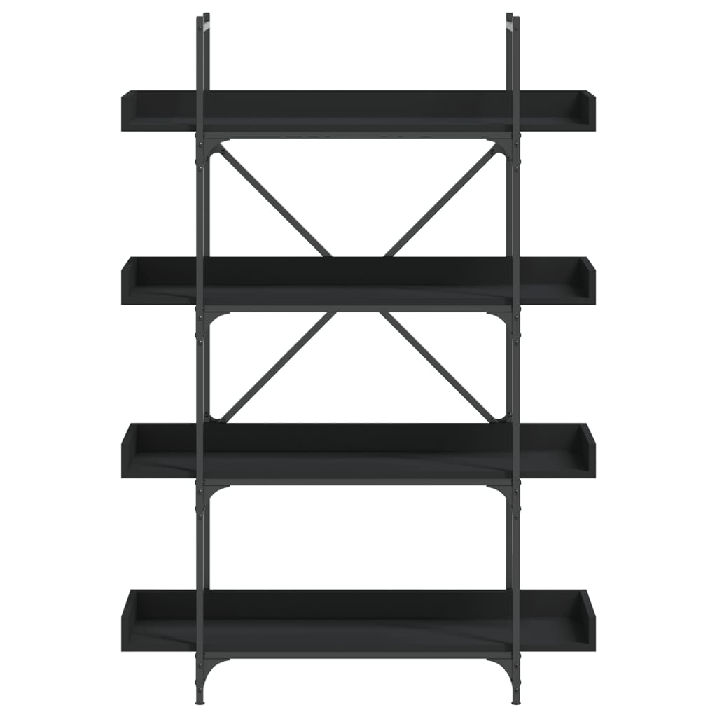 vidaXL Bookcase 4-Tier Black 39.4"x13"x57.3" Engineered Wood-3