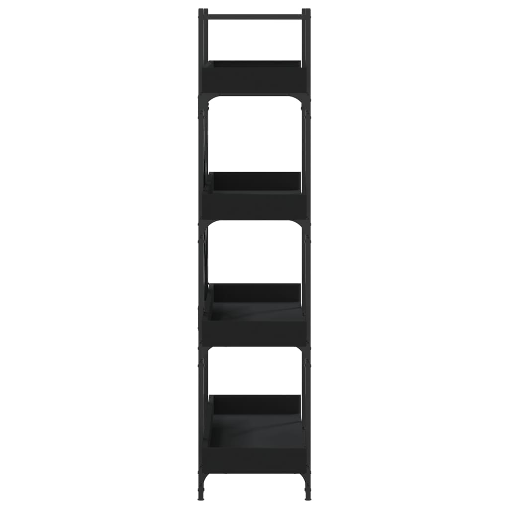 vidaXL Bookcase 4-Tier Black 39.4"x13"x57.3" Engineered Wood-4