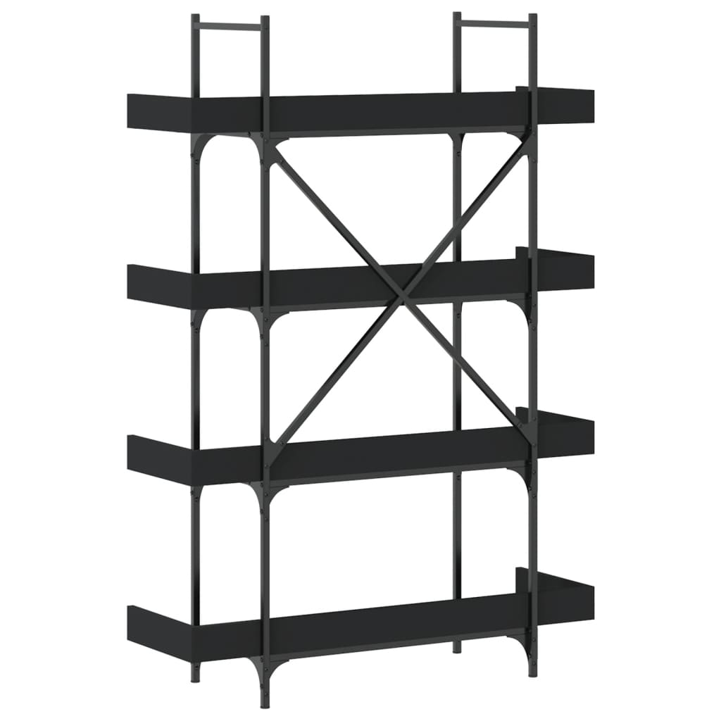 vidaXL Bookcase 4-Tier Black 39.4"x13"x57.3" Engineered Wood-5