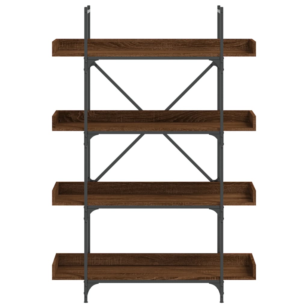 vidaXL Bookcase 4-Tier Brown Oak 39.4"x13"x57.3" Engineered Wood-3