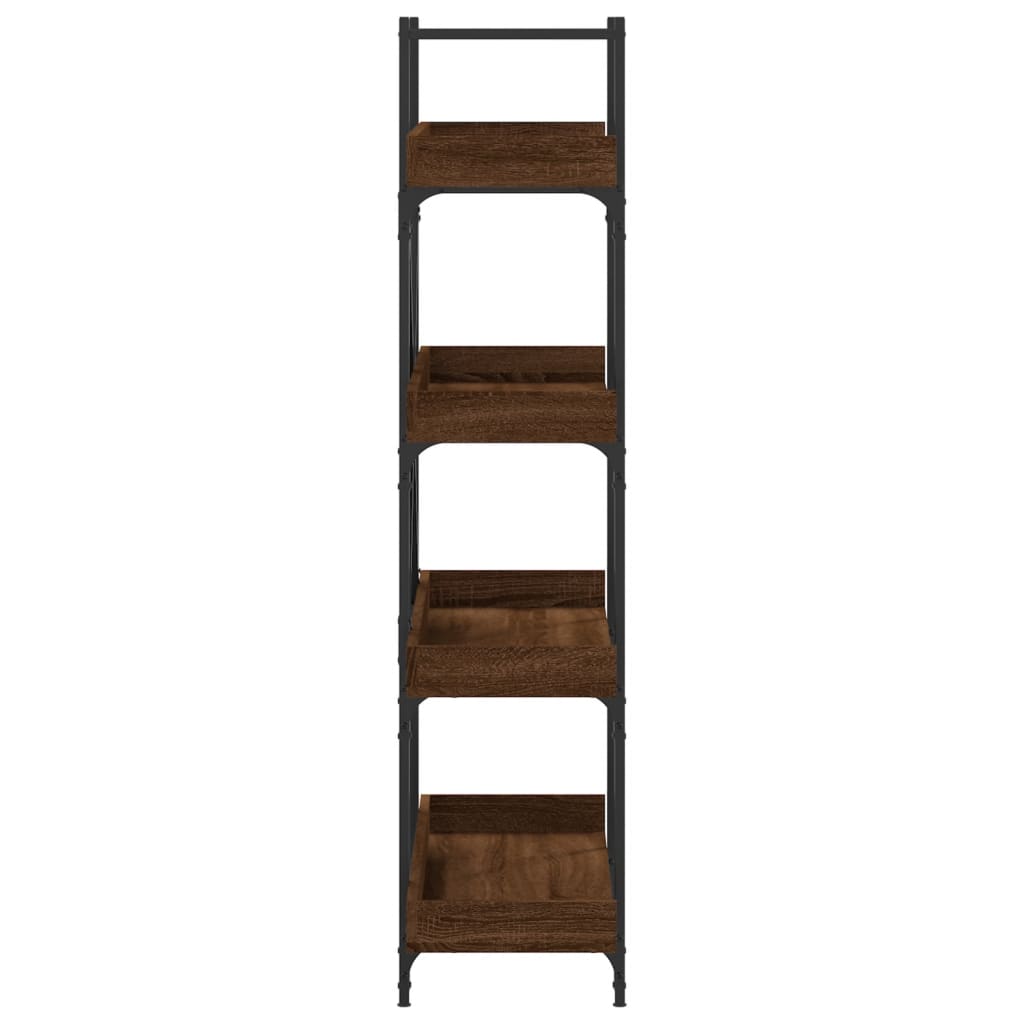 vidaXL Bookcase 4-Tier Brown Oak 39.4"x13"x57.3" Engineered Wood-4