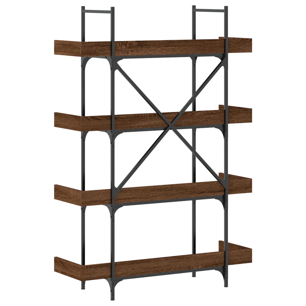 vidaXL Bookcase 4-Tier Brown Oak 39.4"x13"x57.3" Engineered Wood-5