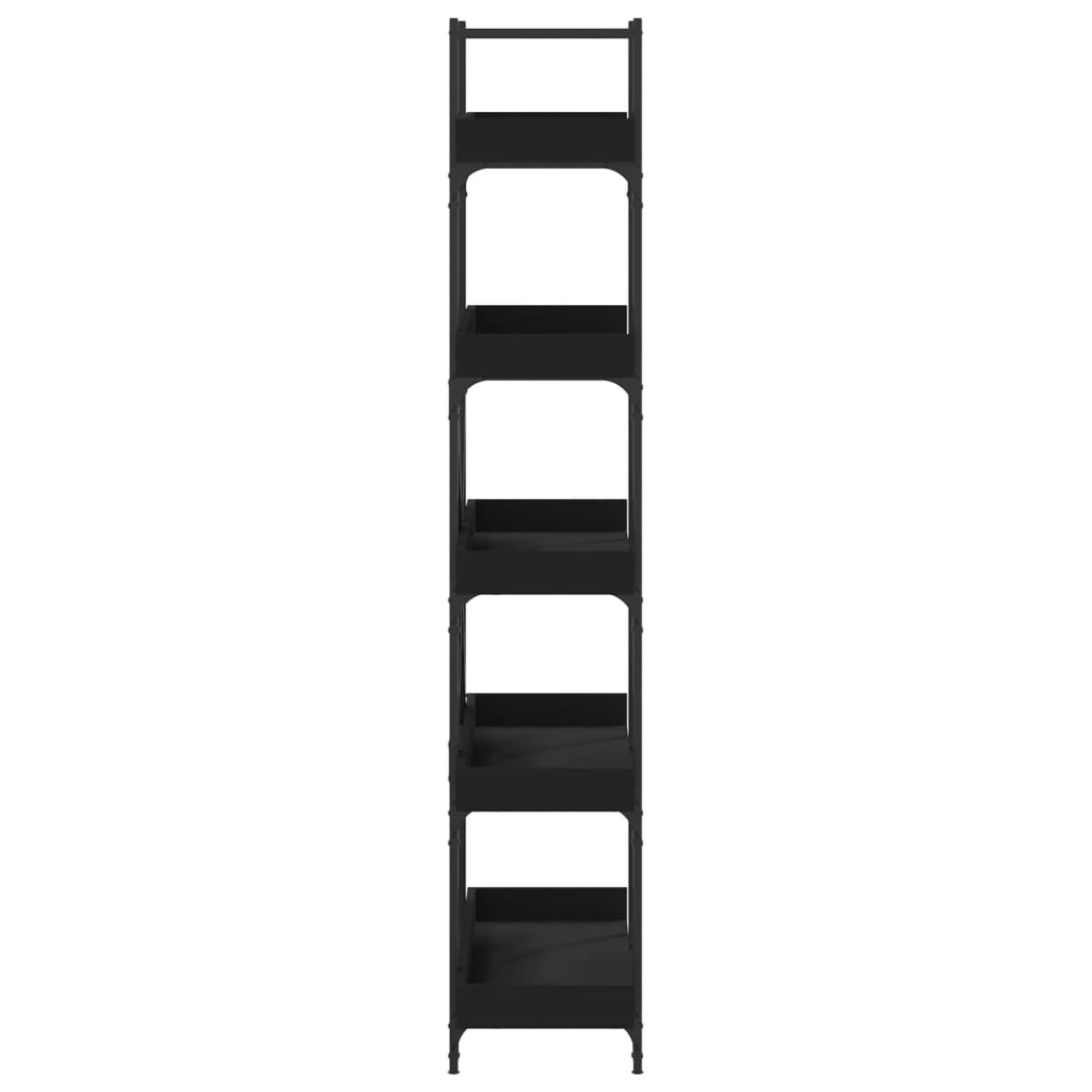 vidaXL Bookcase 5-Tier Black 39.4"x13"x71.1" Engineered Wood-4