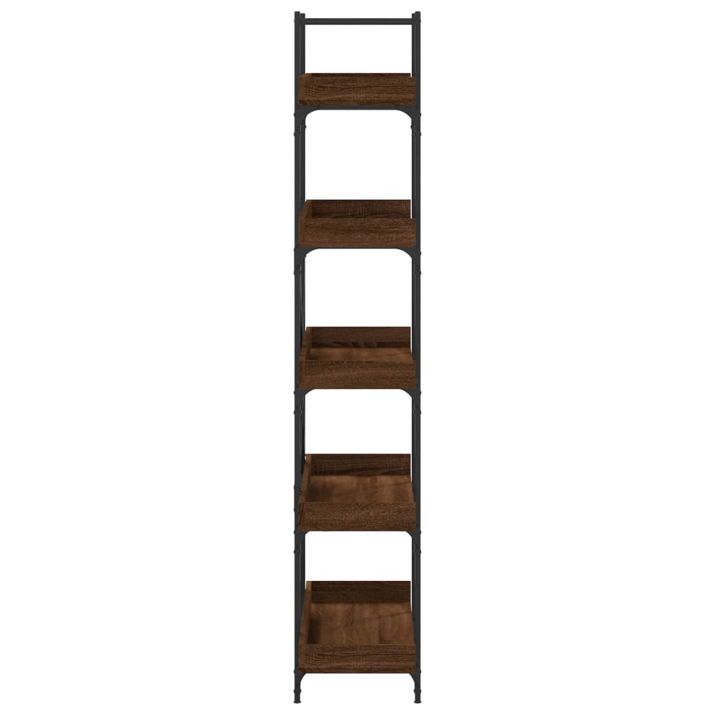 vidaXL Bookcase 5-Tier Brown Oak 39.4"x13"x71.1" Engineered Wood-4