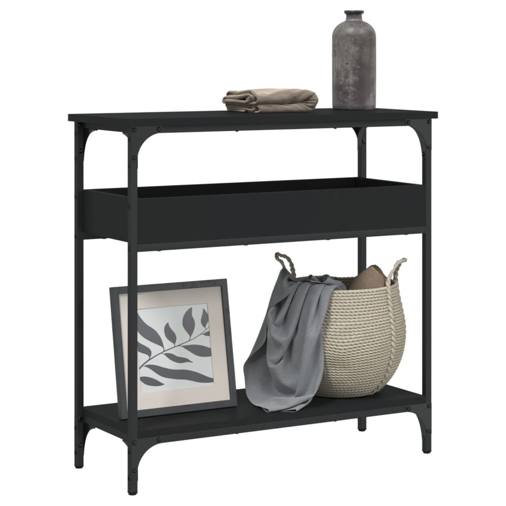 vidaXL Console Table with Shelf Black 29.5"x11.4"x29.5" Engineered Wood-0