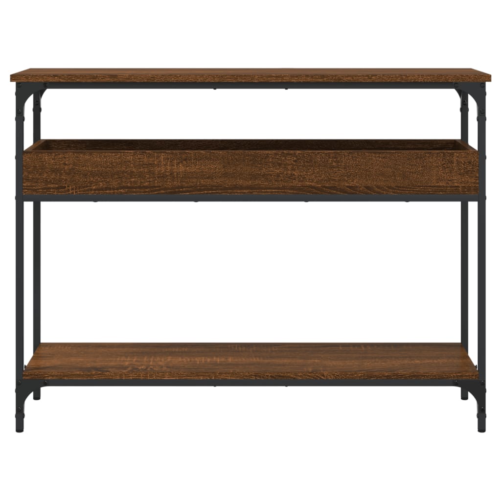 vidaXL Console Table with Shelf Brown Oak 39.4"x11.4"x29.5" Engineered Wood-3