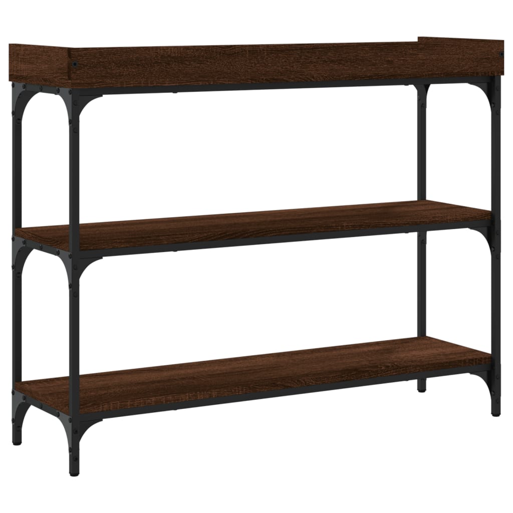 vidaXL Console Table with Shelves Brown Oak 39.4"x11.8"x31.5"-4