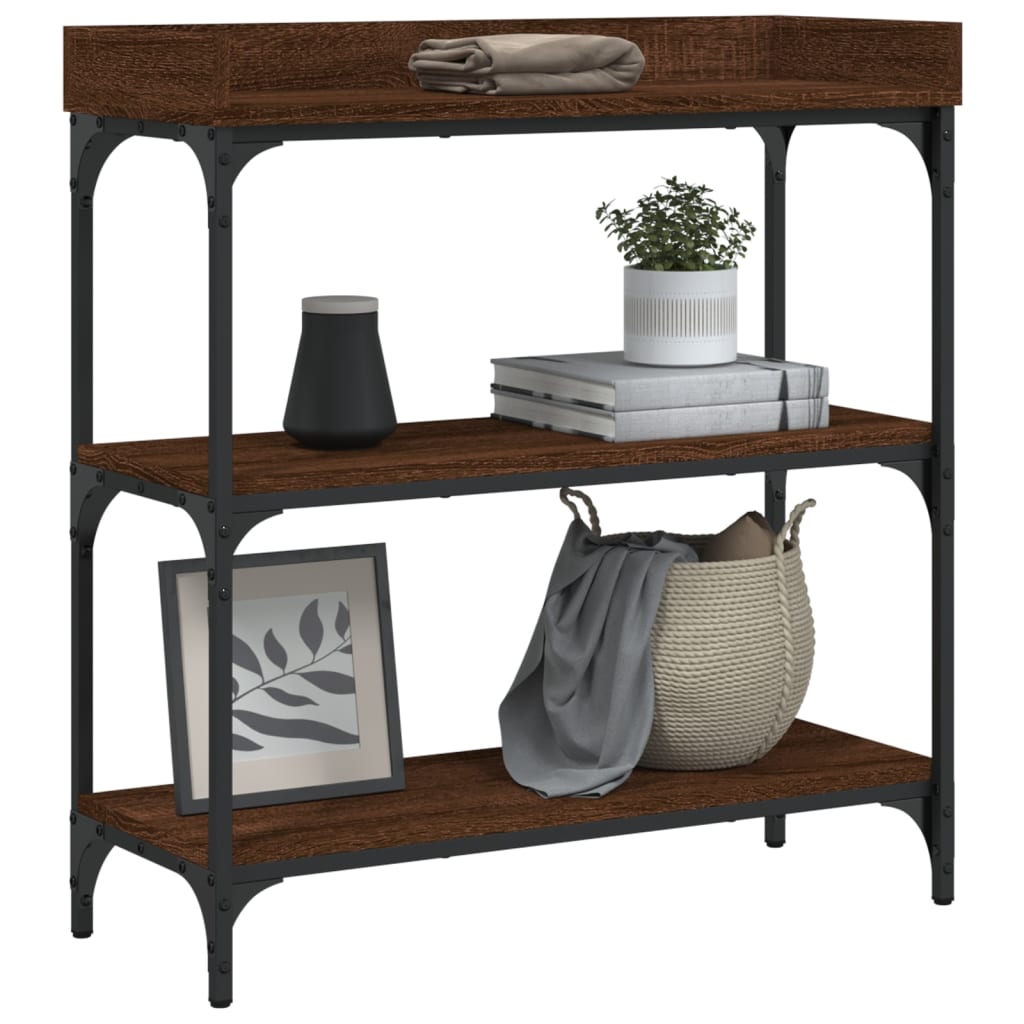 vidaXL Console Table with Shelves Brown Oak 29.5"x11.8"x31.5"-1