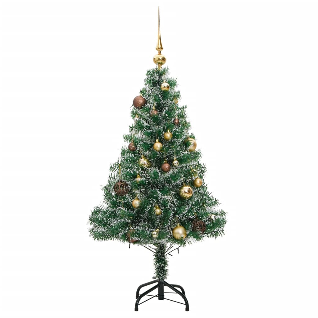 vidaXL Artificial Christmas Tree 150 LEDs&Ball Set&Flocked Snow 47.2"-2