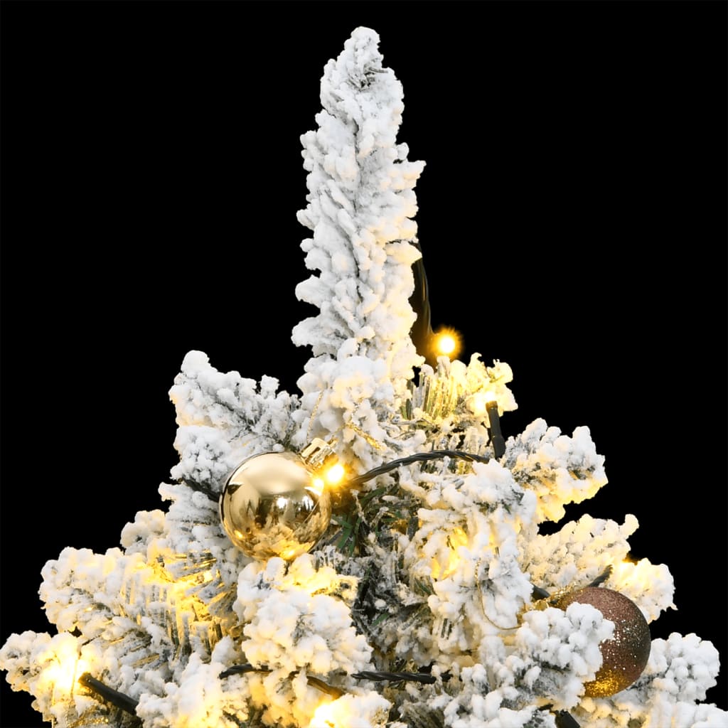 vidaXL Artificial Hinged Christmas Tree 150 LEDs & Ball Set 47.2"-0