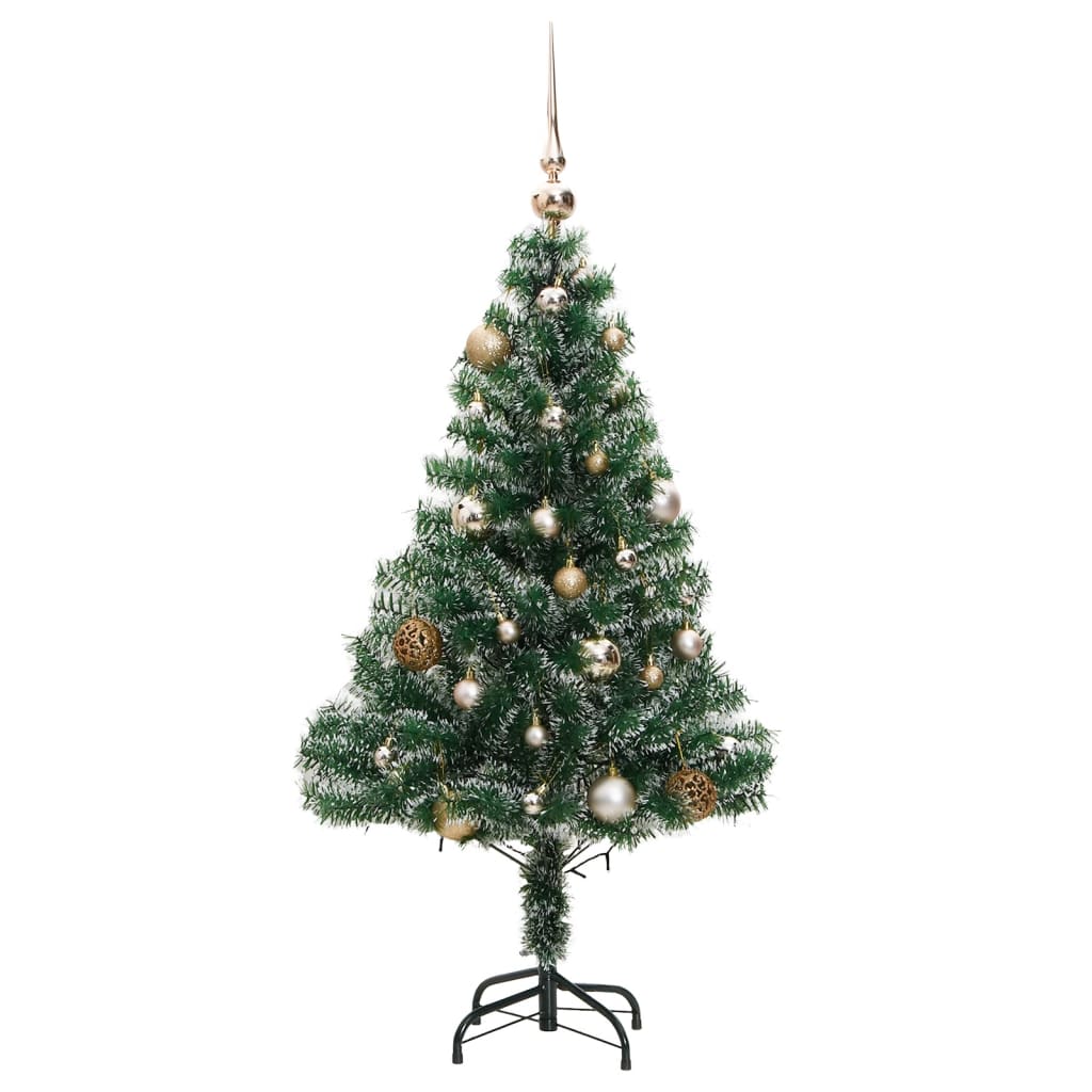 vidaXL Artificial Christmas Tree 150 LEDs&Ball Set&Flocked Snow 47.2"-2