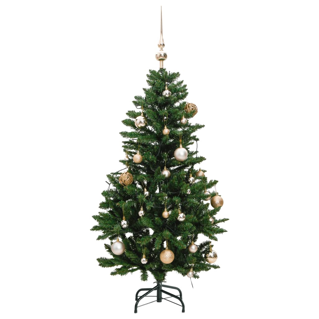 vidaXL Artificial Hinged Christmas Tree 150 LEDs & Ball Set 59.1"-2