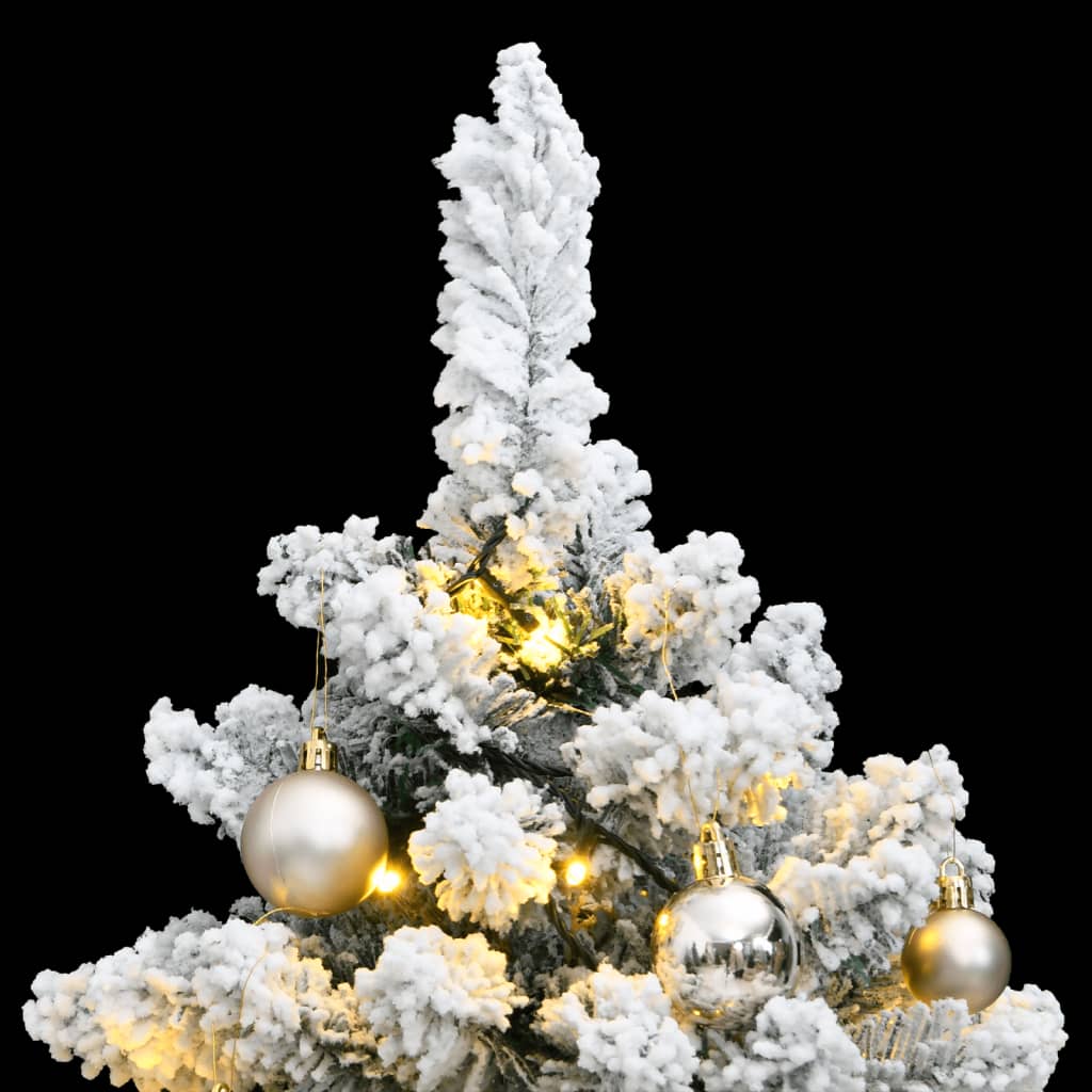 vidaXL Artificial Hinged Christmas Tree 150 LEDs & Ball Set 47.2"-0