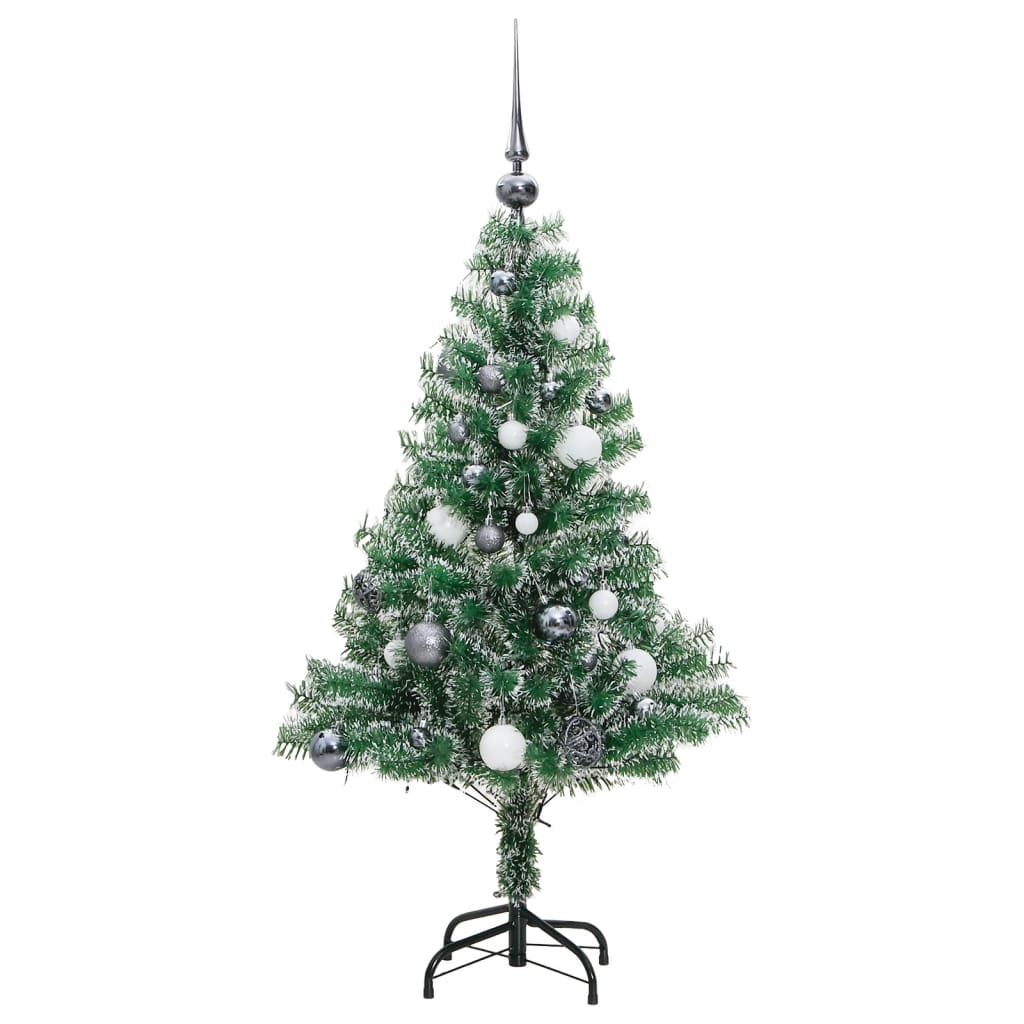 vidaXL Artificial Christmas Tree 150 LEDs&Ball Set&Flocked Snow 47.2"-2