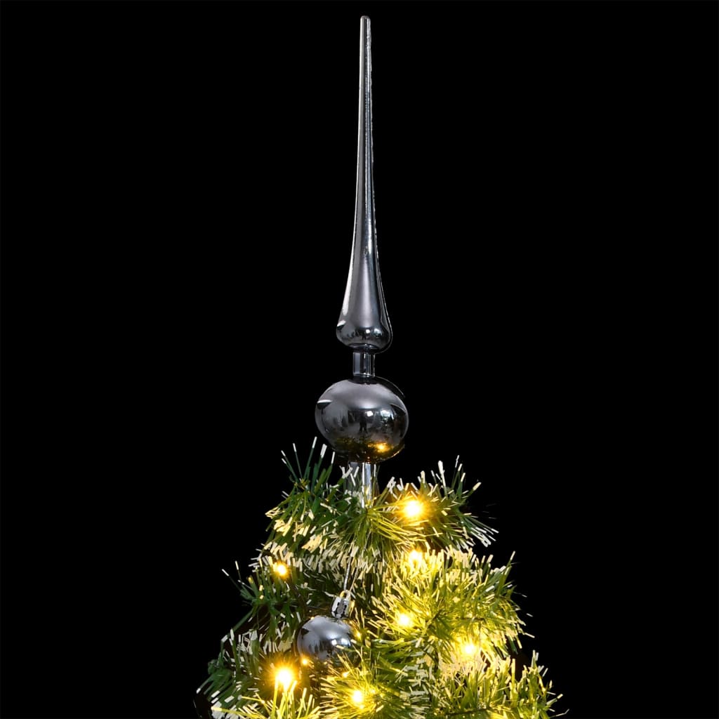 vidaXL Artificial Hinged Christmas Tree 150 LEDs & Ball Set 47.2"-0