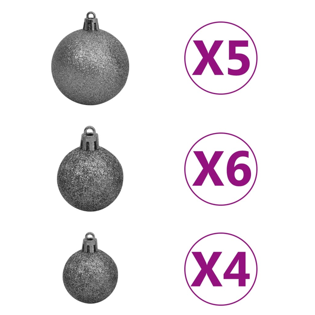 vidaXL Artificial Hinged Christmas Tree 150 LEDs & Ball Set 47.2"-6