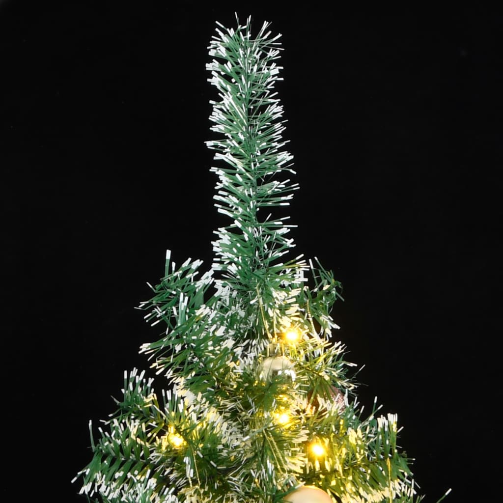 vidaXL Artificial Christmas Tree 300 LEDs&Ball Set&Flocked Snow 82.7"-0