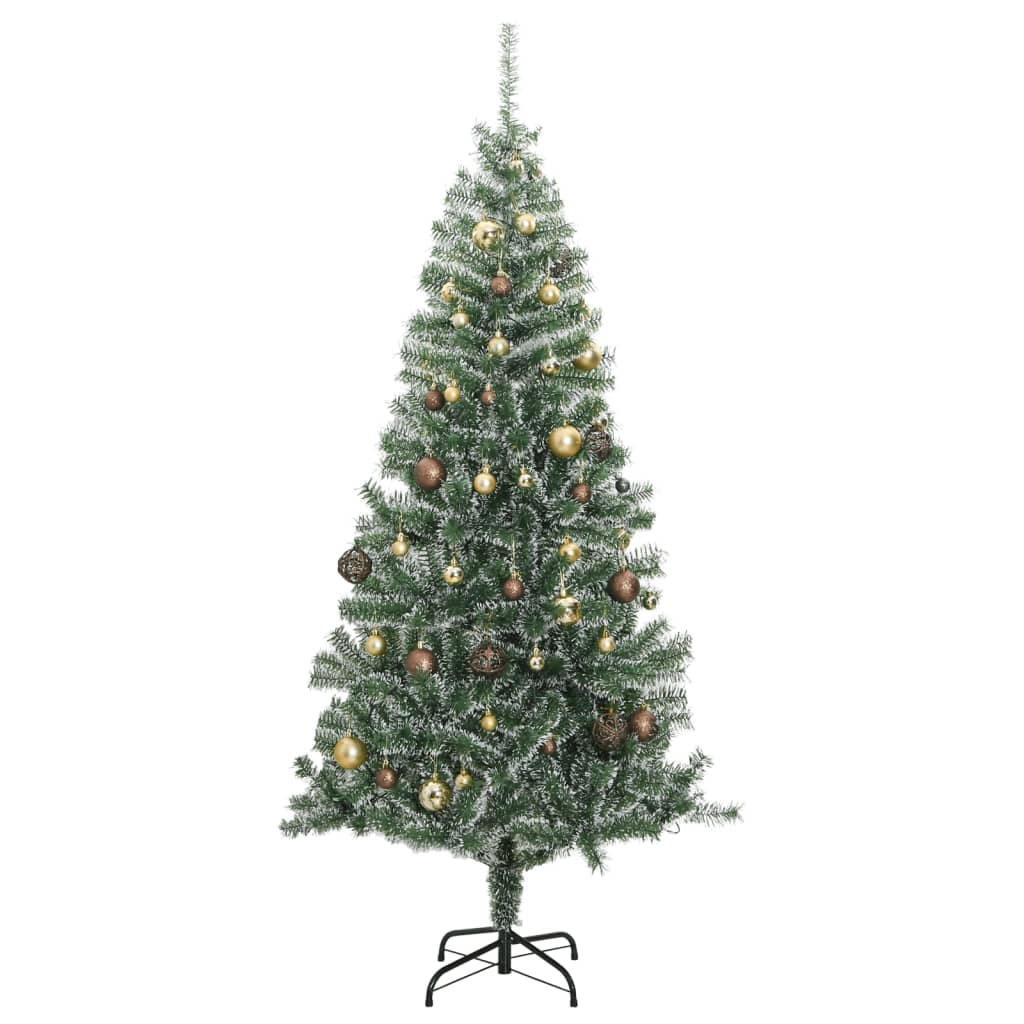 vidaXL Artificial Christmas Tree 300 LEDs&Ball Set&Flocked Snow 82.7"-2