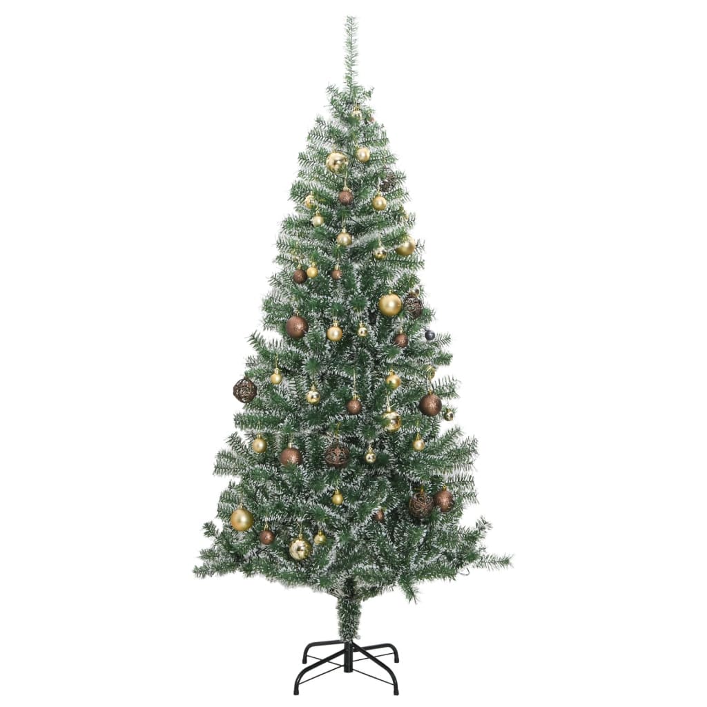 vidaXL Artificial Christmas Tree 300 LEDs&Ball Set&Flocked Snow 94.5"-2