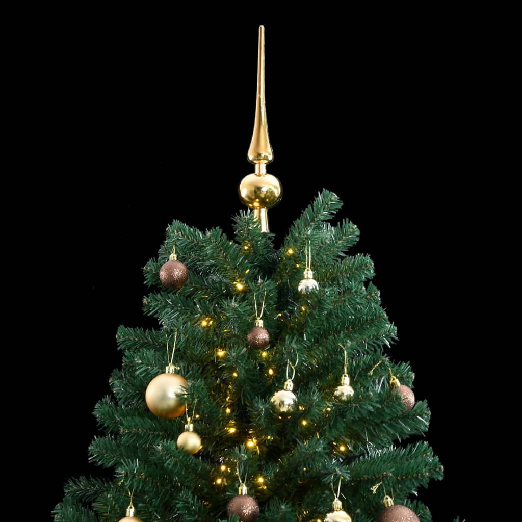 vidaXL Artificial Hinged Christmas Tree 300 LEDs & Ball Set 70.9"-0