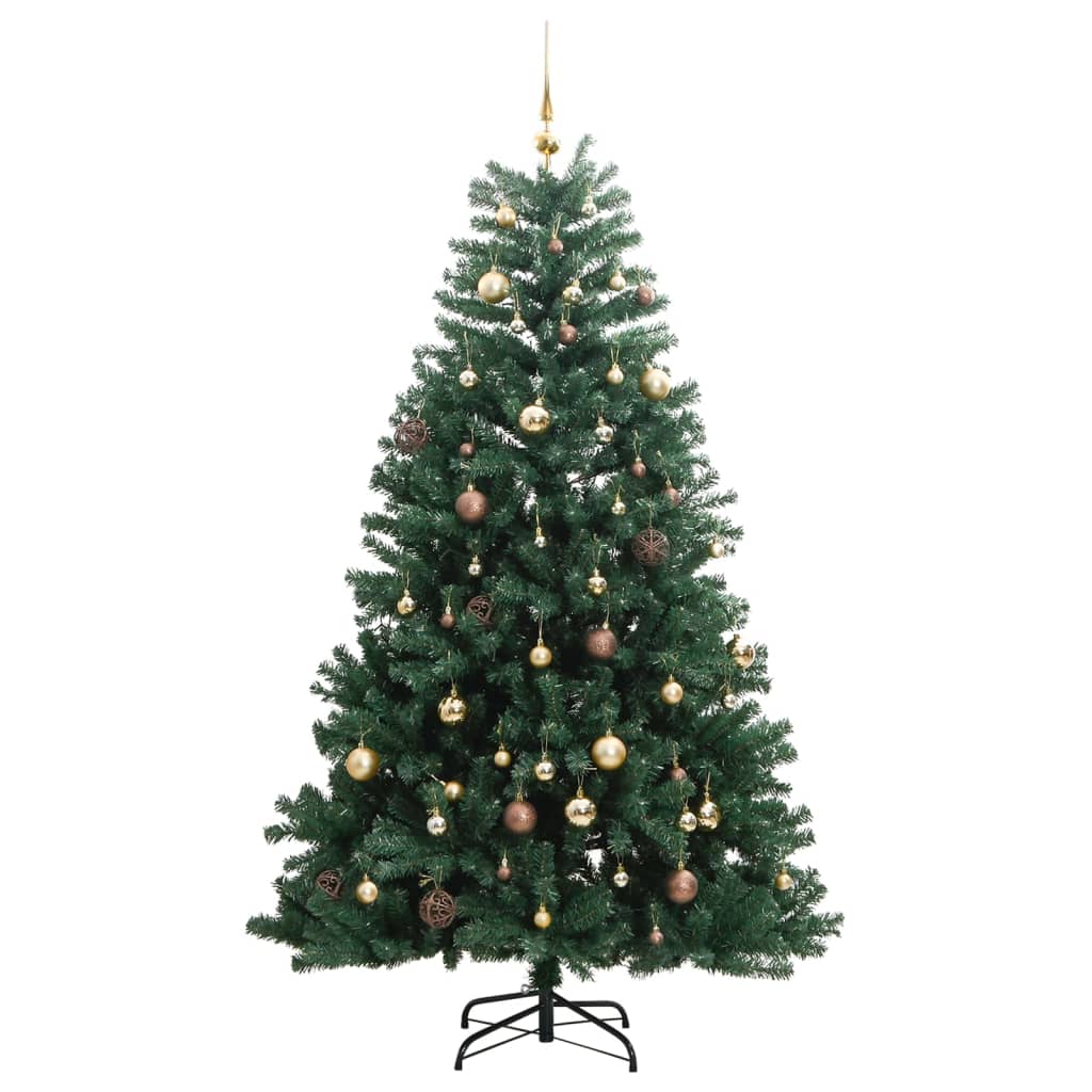 vidaXL Artificial Hinged Christmas Tree 300 LEDs & Ball Set 70.9"-2