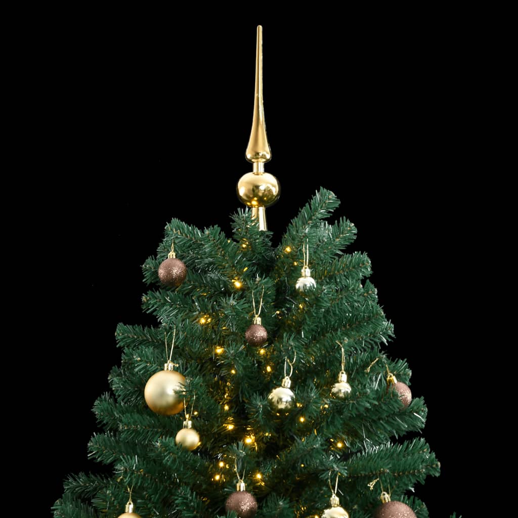 vidaXL Artificial Hinged Christmas Tree 300 LEDs & Ball Set 94.5"-0