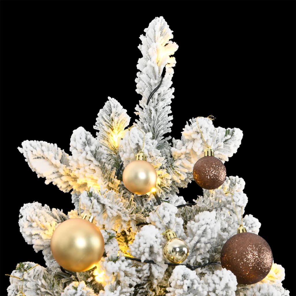 vidaXL Artificial Hinged Christmas Tree 300 LEDs & Ball Set 70.9"-0