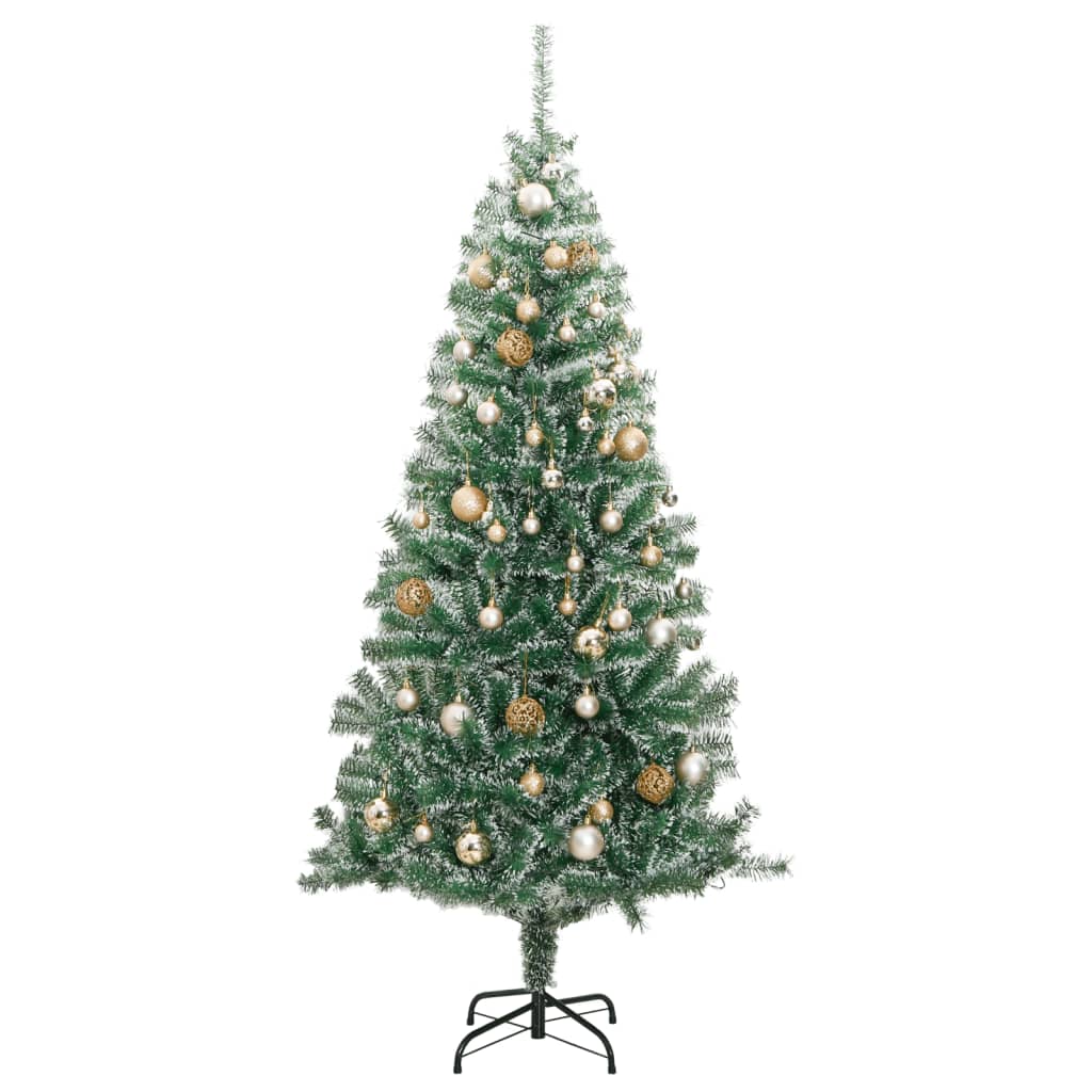 vidaXL Artificial Christmas Tree 300 LEDs&Ball Set&Flocked Snow 70.9"-2