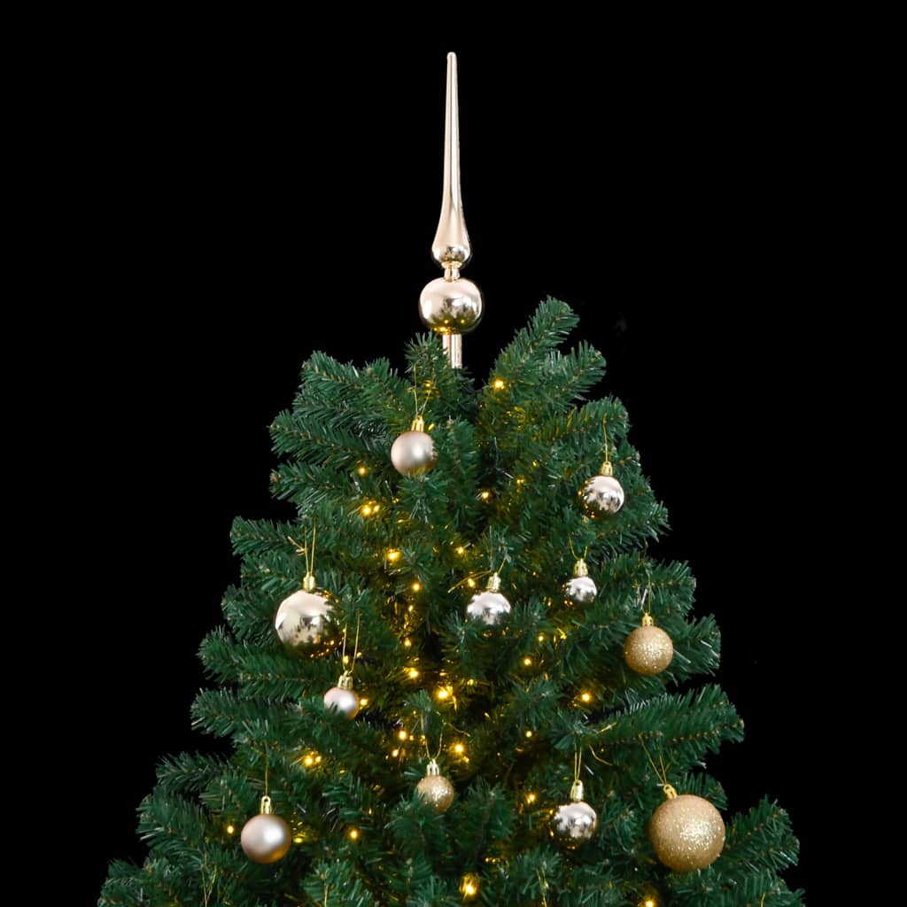 vidaXL Artificial Hinged Christmas Tree 300 LEDs & Ball Set 70.9"-0