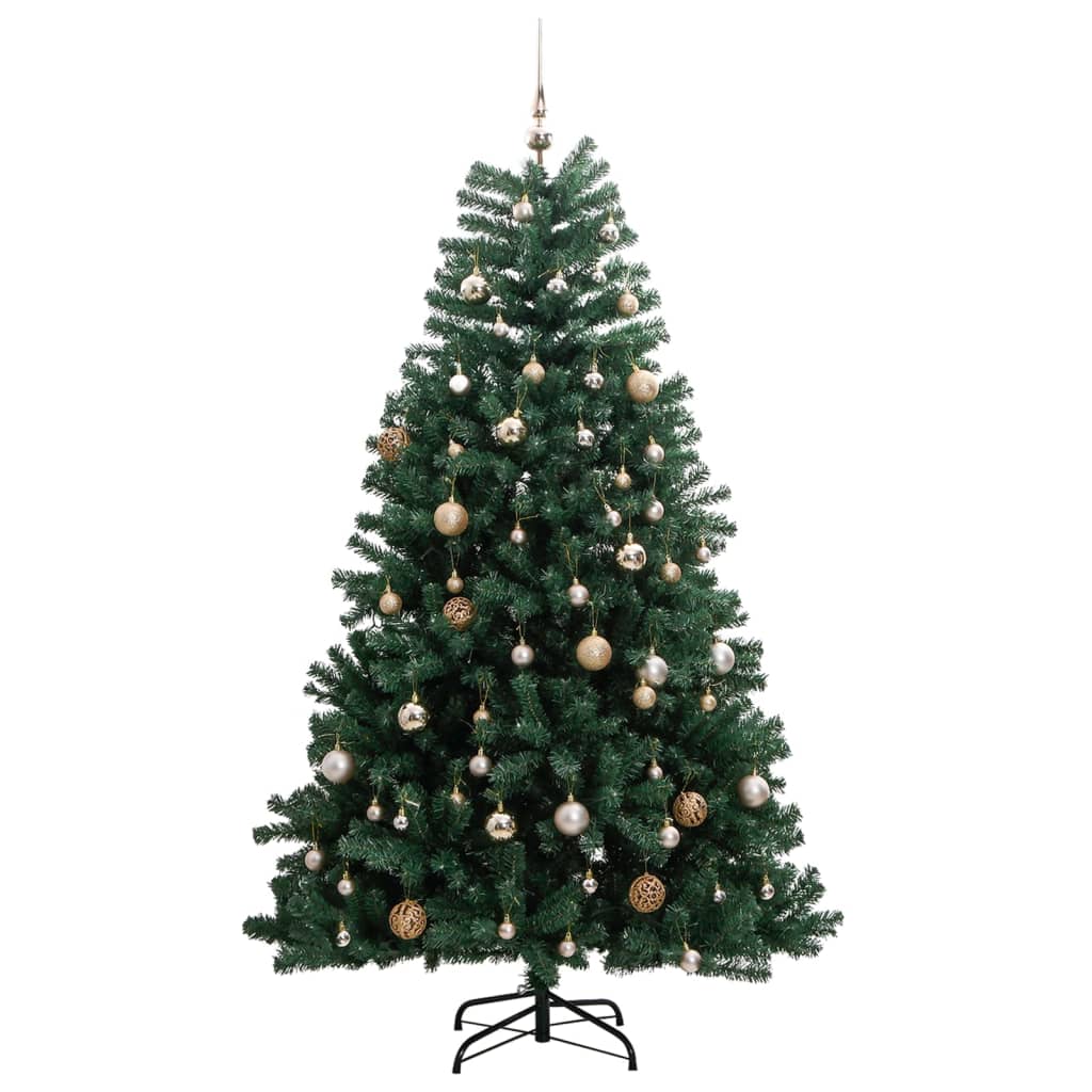 vidaXL Artificial Hinged Christmas Tree 300 LEDs & Ball Set 70.9"-2