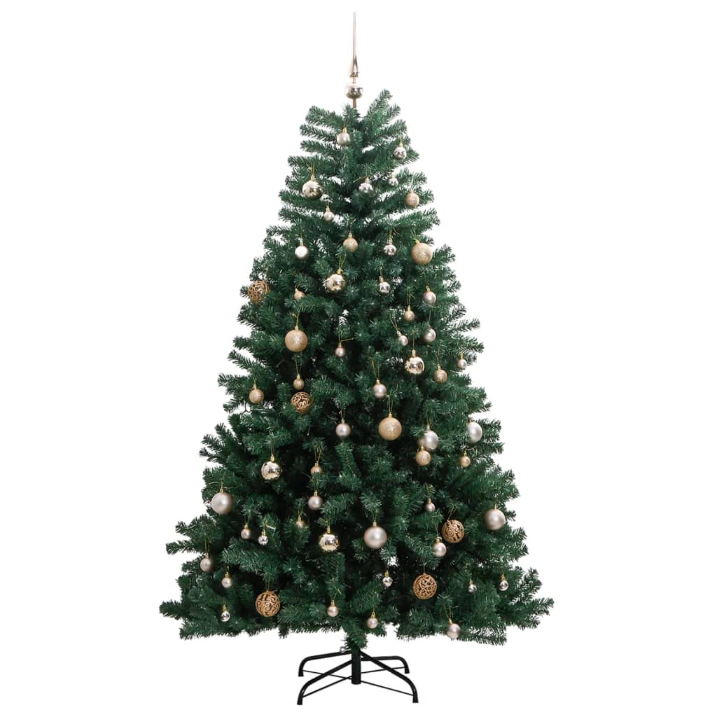 vidaXL Artificial Hinged Christmas Tree 300 LEDs & Ball Set 82.7"-2