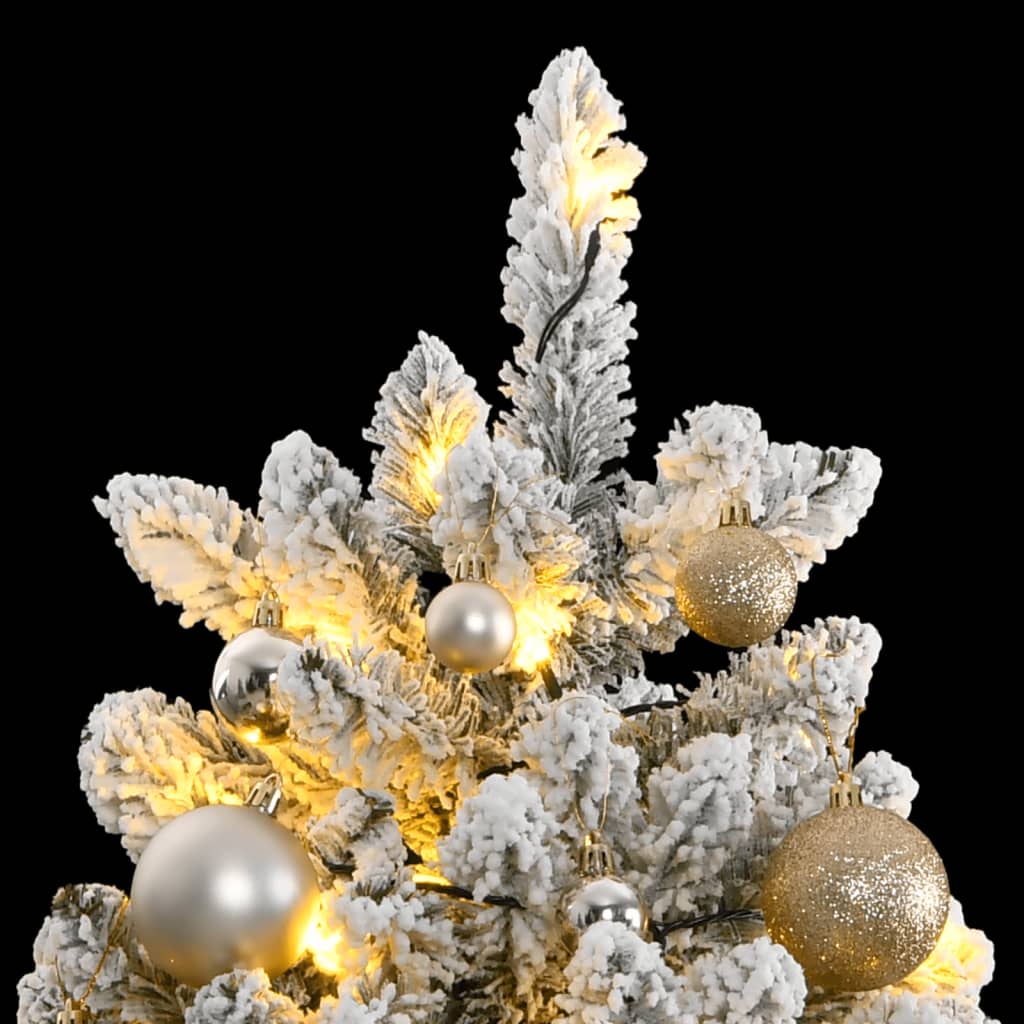 vidaXL Artificial Hinged Christmas Tree 300 LEDs & Ball Set 82.7"-0