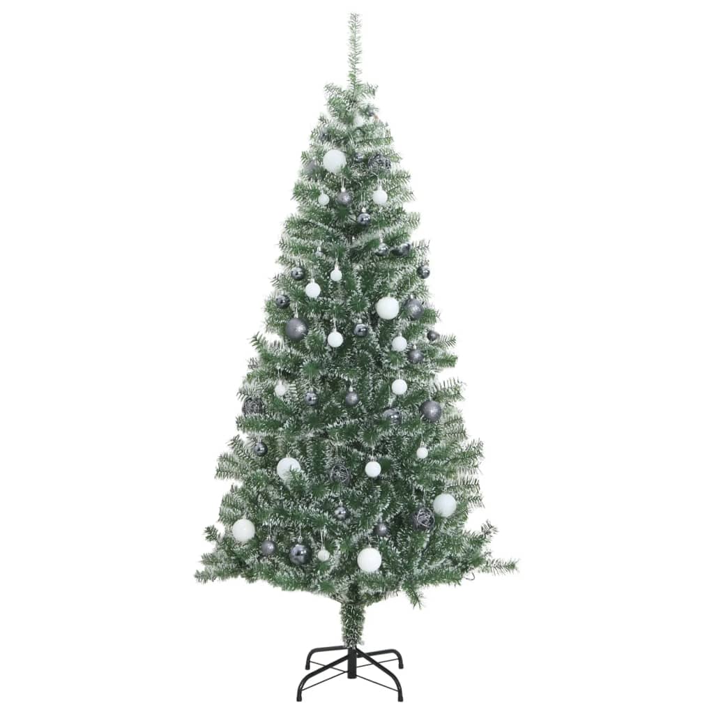 vidaXL Artificial Christmas Tree 300 LEDs&Ball Set&Flocked Snow 70.9"-2