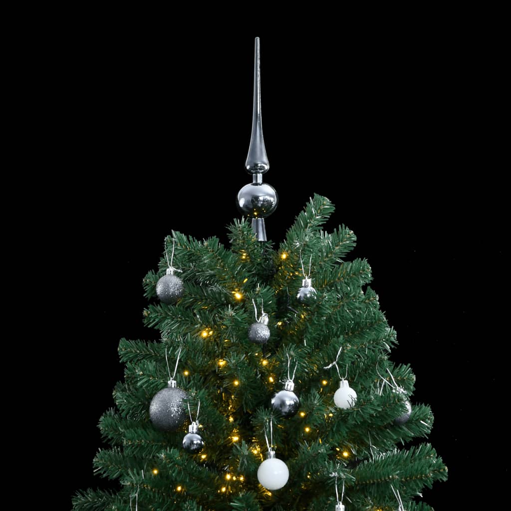 vidaXL Artificial Hinged Christmas Tree 300 LEDs & Ball Set 82.7"-0