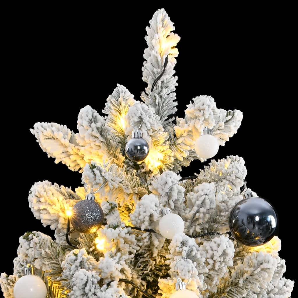 vidaXL Artificial Hinged Christmas Tree 300 LEDs & Ball Set 82.7"-0