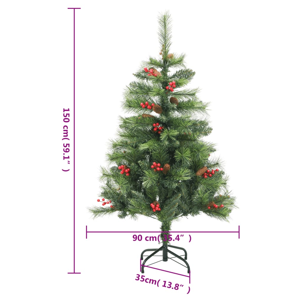 vidaXL Artificial Hinged Christmas Tree 150 LEDs & Ball Set 59.1"-7