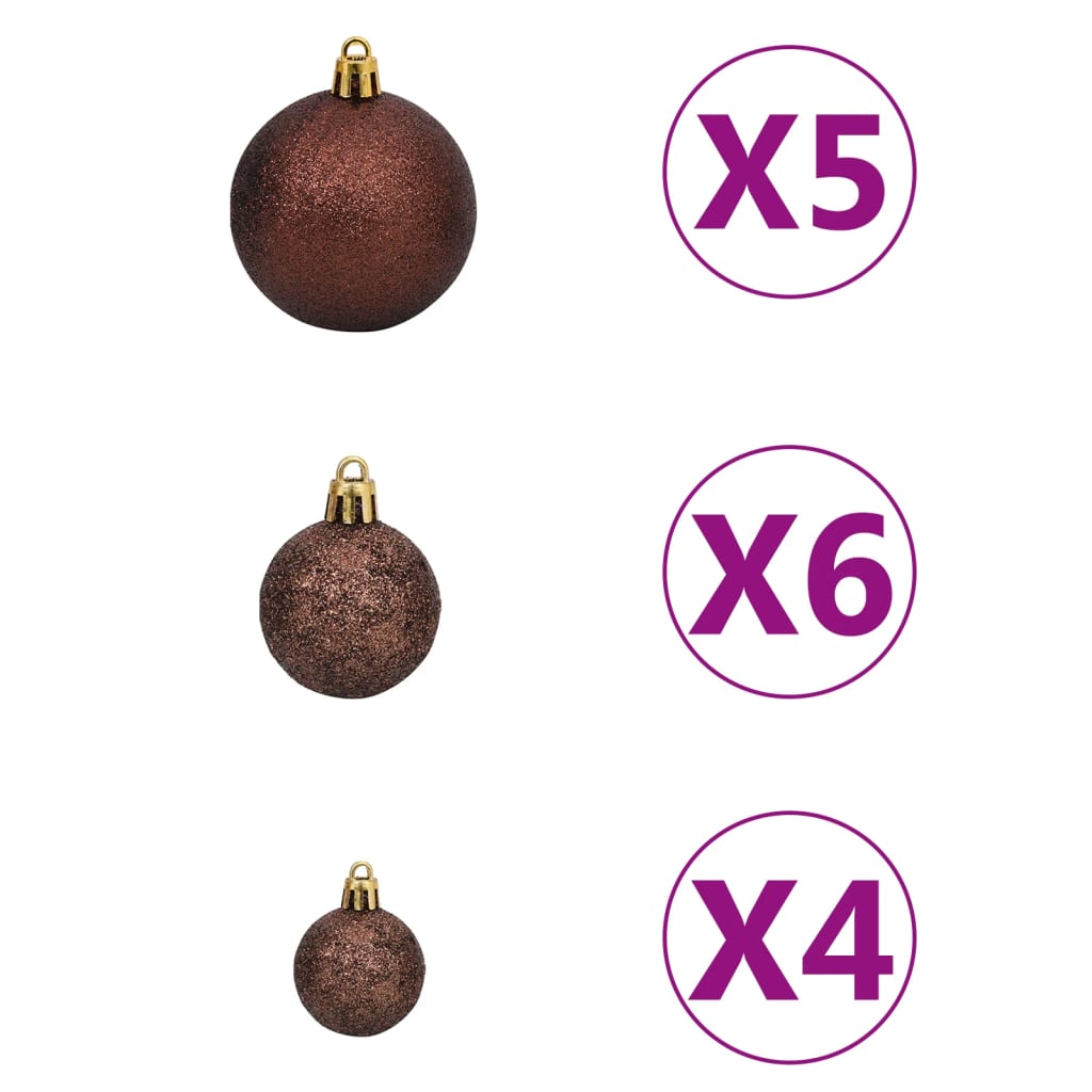 vidaXL Artificial Hinged Christmas Tree 150 LEDs & Ball Set 47.2"-6