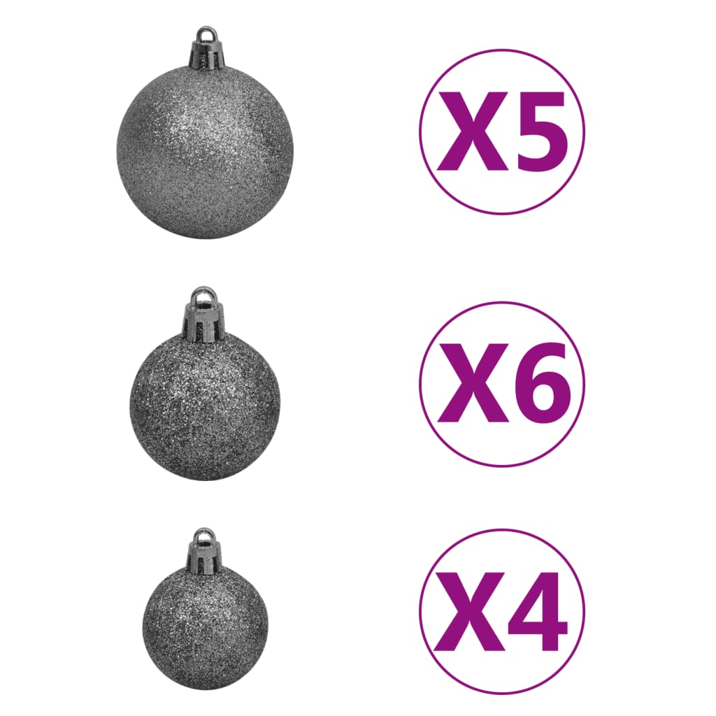 vidaXL Artificial Hinged Christmas Tree 150 LEDs & Ball Set 59.1"-6