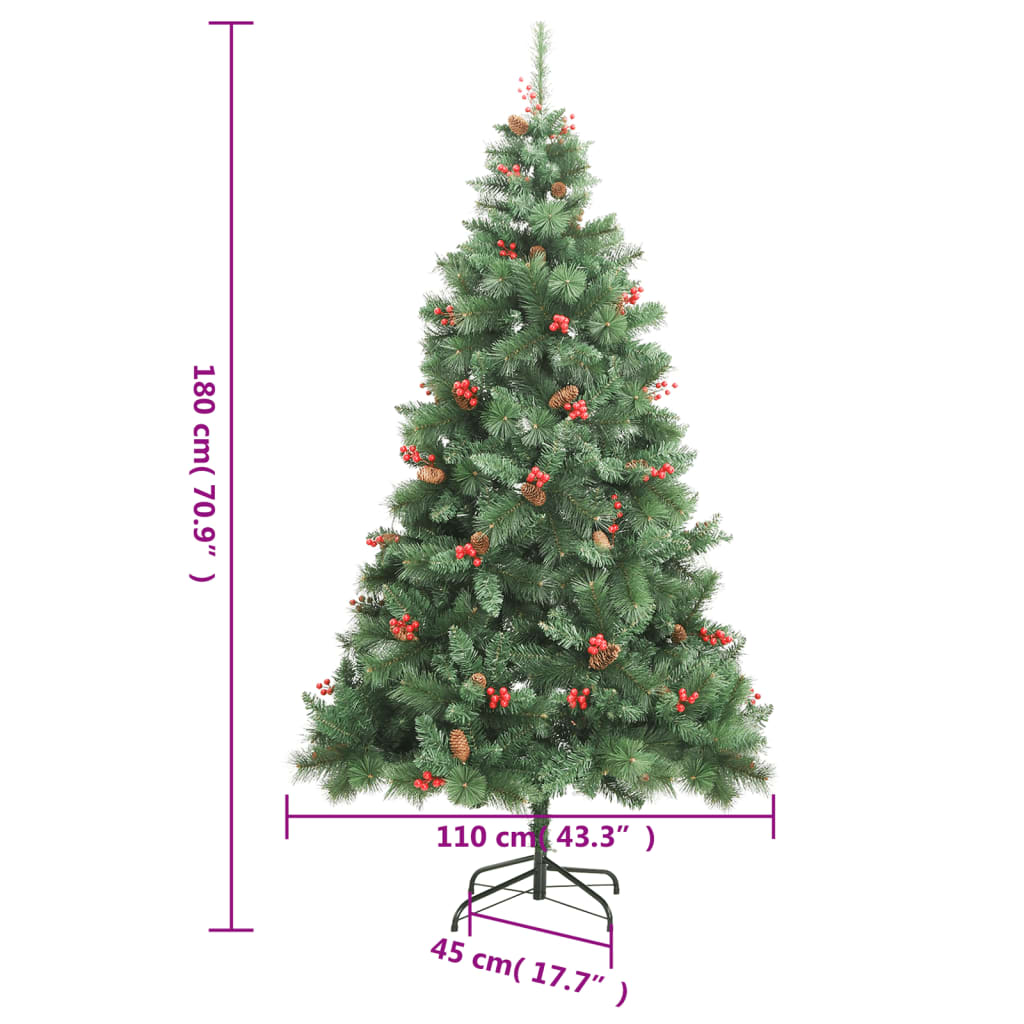 vidaXL Artificial Hinged Christmas Tree 300 LEDs & Ball Set 70.9"-7