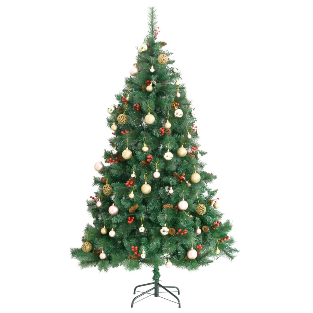 vidaXL Artificial Hinged Christmas Tree 300 LEDs & Ball Set 82.7"-2